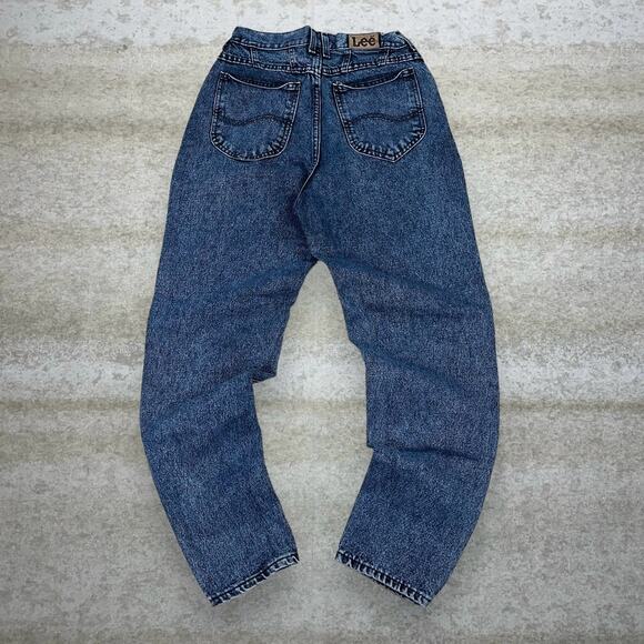 Lee Denim - Vintage 90s Lee MR Jeans 26x30 Baggy Tapered Ankle Dark Wash Denim